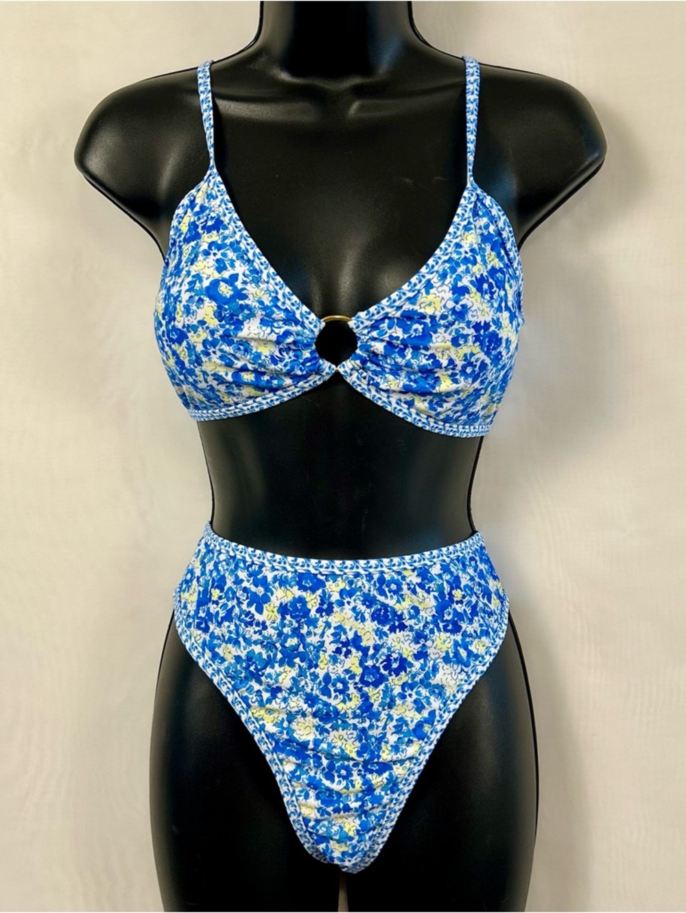 New Blue Floral Bikini 2 Piece Swimsuit w/ Cheeky Bottoms / sexy / Large